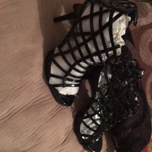 Black patent leather like heels size 8.5